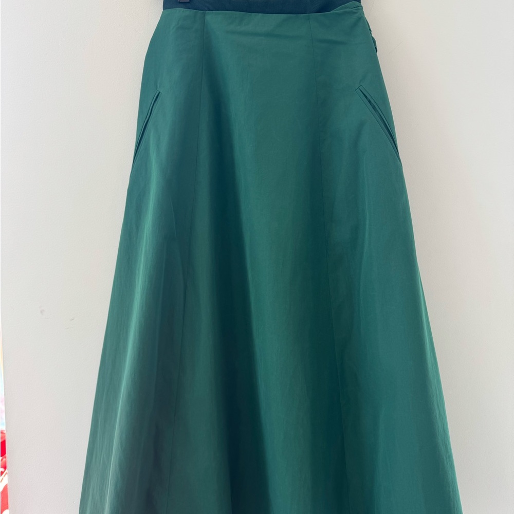 Green Maxi A-Line Skirt for Work